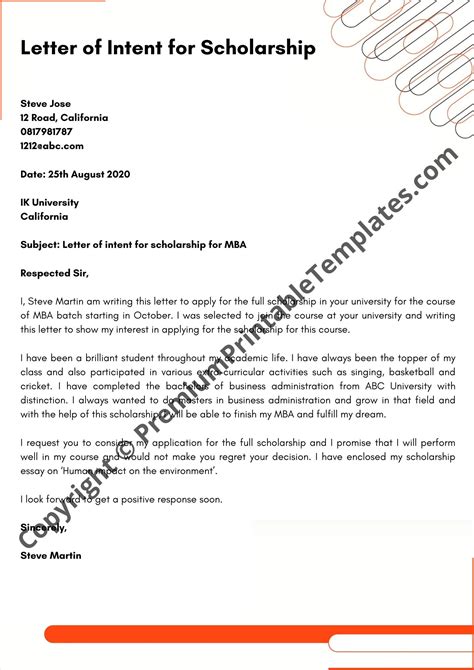 how to write letter of intent for scholarship|letter of intent for scholarship sample philippines .